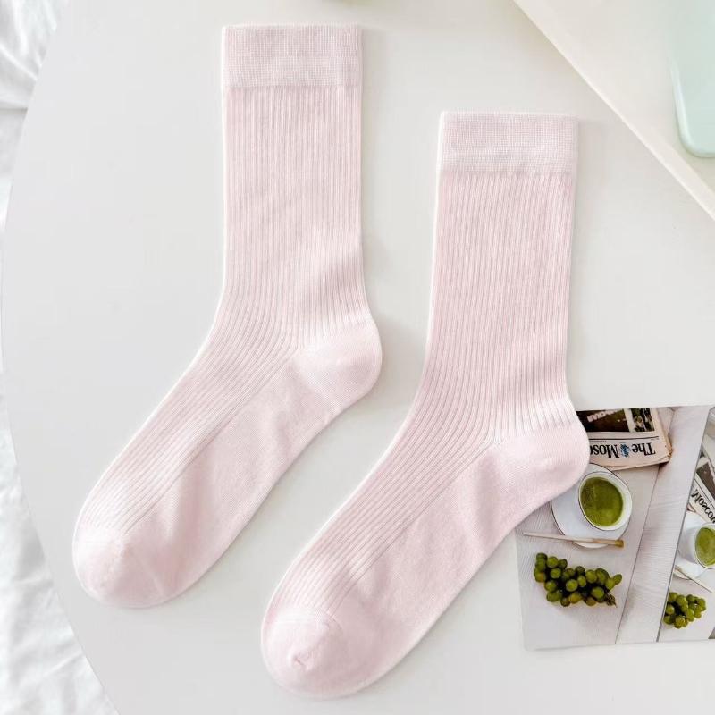 Ballet Solid Color Socks, Women's Combed Cotton Spring and Summer Boneless Thin Pile Socks, Sweet Dopamine Mid-calf Socks