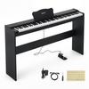 Digital Piano 88 Keys Semi Weighted Keyboard with Stand Speaker Black, for Beginners, 600 Tones, 600 Rhythms, Full Size Electric Piano