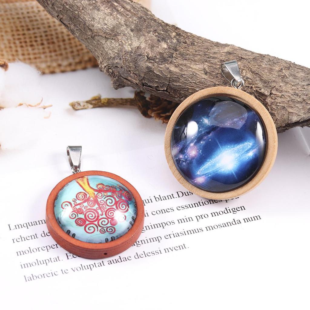 Time Gem Wood Tray Necklace Pendant Accessories - DIY Jewelry Round Tray