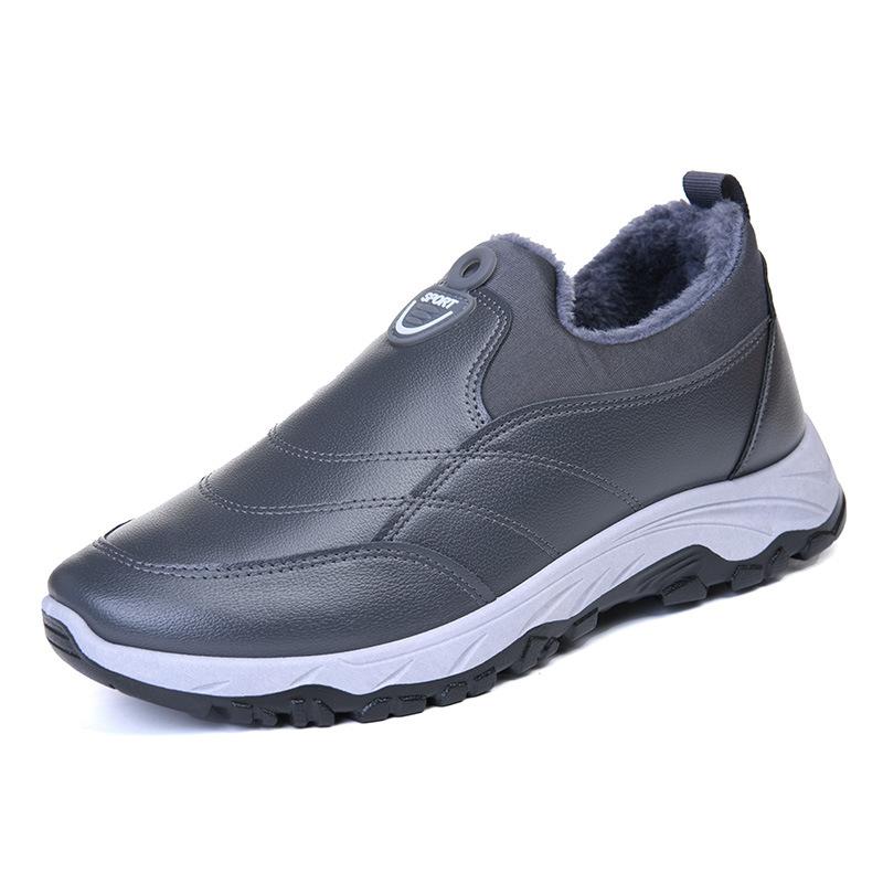 

Новые зимние мужские ботинки для отдыха на открытом воздухе, теплые плюшевые ботинки для ходьбы, мужские мокасины, офисная обувь, походные нескользящие резиновые мужские рабочие ботинки 44 серый