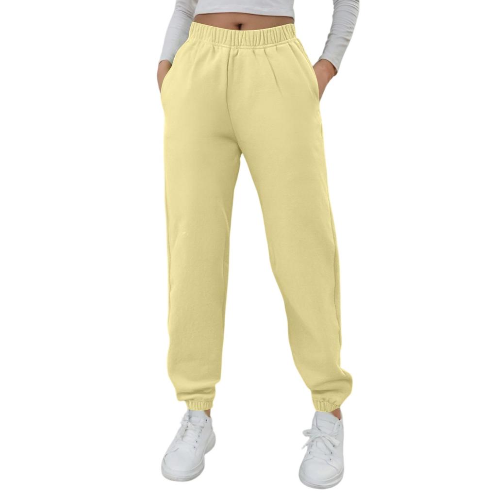 Women's Fashion Sport Solid Color Drawstring Pocket Casual Sweatpants Pants
