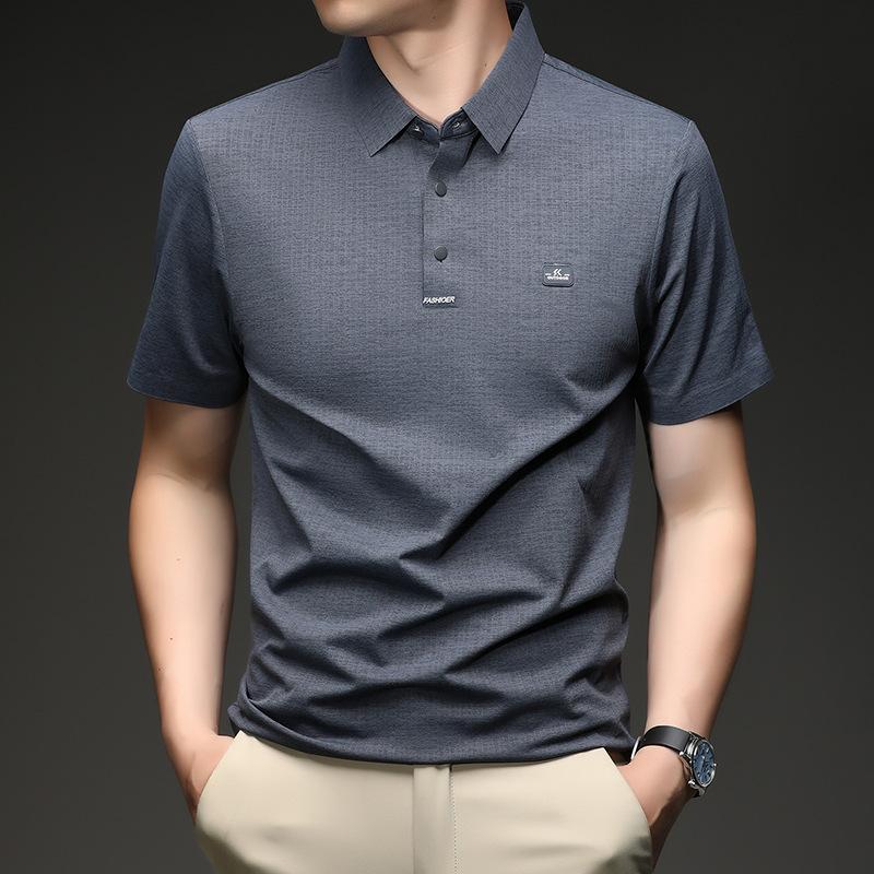 Summer Men's Short Sleeve T-Shirtpolo Business Casual Lapel Collar Middle-Aged & Young