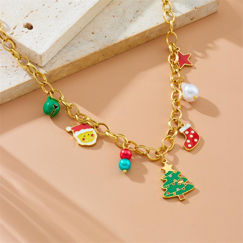 Christmas Charm Bracelet with Santa Tree and Sock Charms