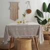 Striped Plaid Imitation Cotton And Linen Fringed Tablecloth Geometric Lace Rectangular Coffee Table Table Cloth