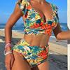 2025 European & American Women's Sexy Ruffle Backless Bikini Swimsuit