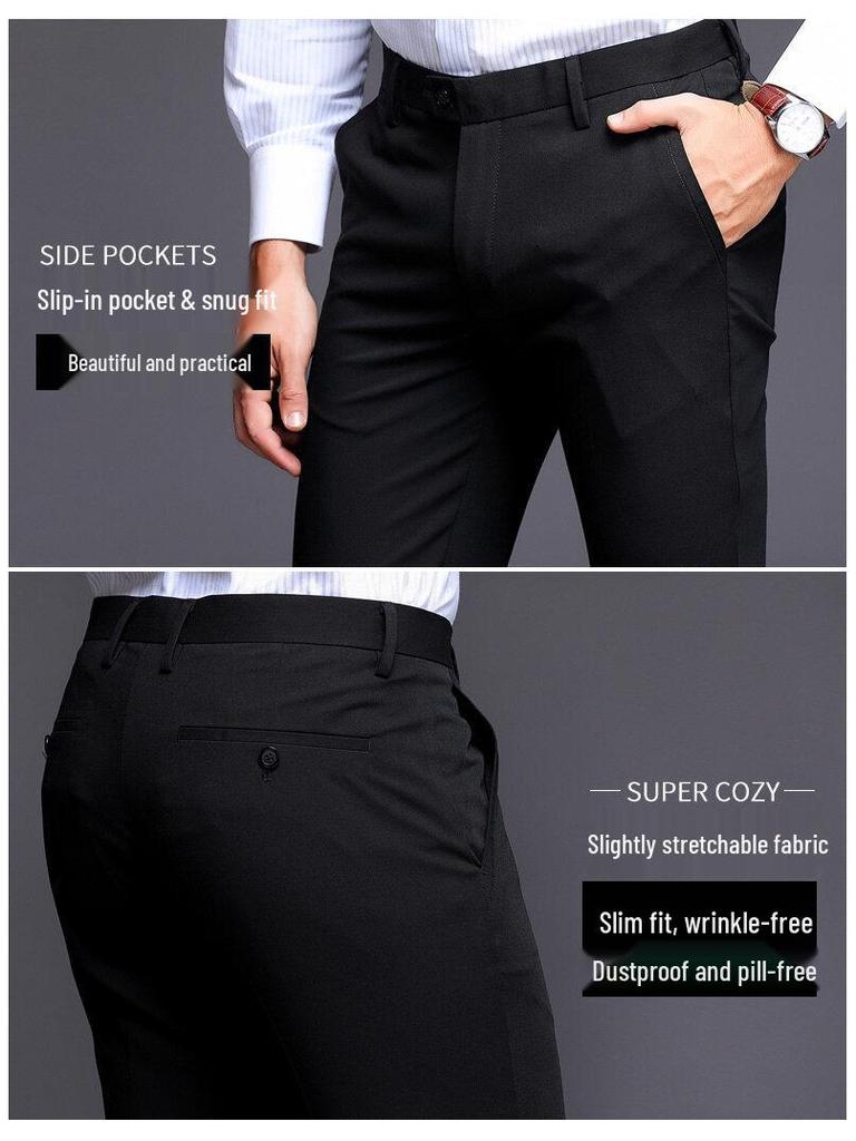 Men's Straight-Leg Mid-Iron Business Casual Trousers - 2024 Autumn/Winter