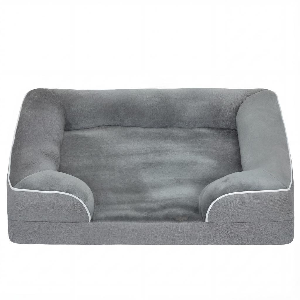 Dog Sofa Bed, Washable Pet Bed with Removable Cover and Non-Slip Bottom for Cats and Small Dogs, Grey