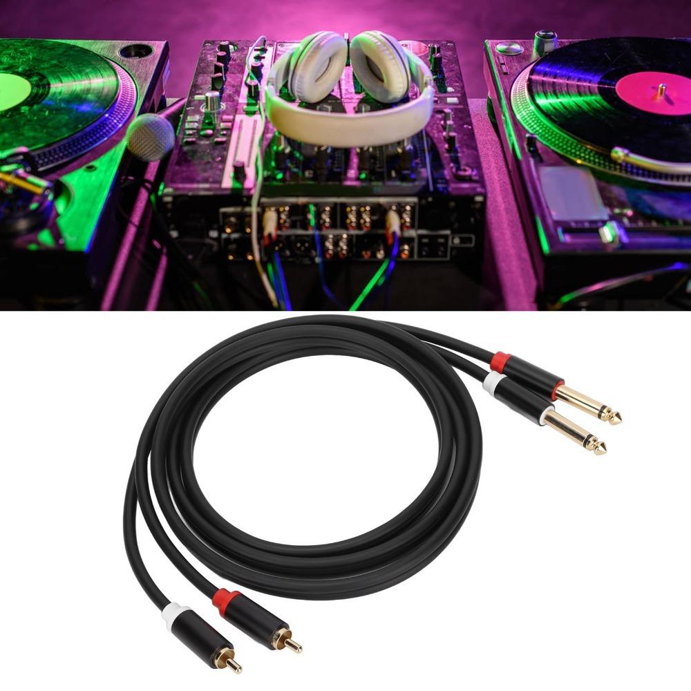 Gold Plated Dual 1/4 TS to Dual RCA Cable 1.5m / 4.9ft 6.35mm 2 RCA Port to 2 TS Port Cable Stereo Interconnect Cord