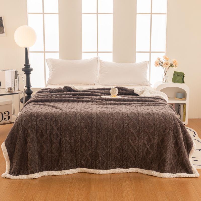 Thickened Jacquard Velvet Coral Fleece Flannel Blanket