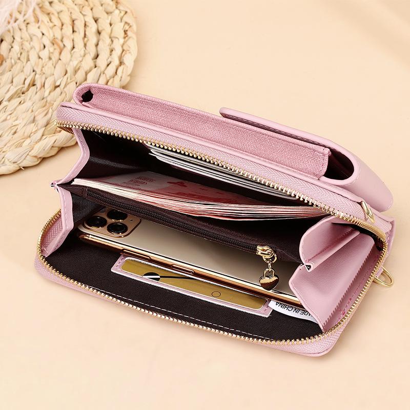 Dámská móda Kabelky na zip na telefony se spojkou Pu Kožené peněženky Malé crossbody kabelky