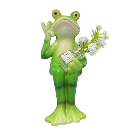 

Cartoon Frog Figurine Holding Vase Milk Tea Frog Statue Resin Animal Sculpture Outdoor Garden Flower Pot Hugger Ornament белый/зелёный