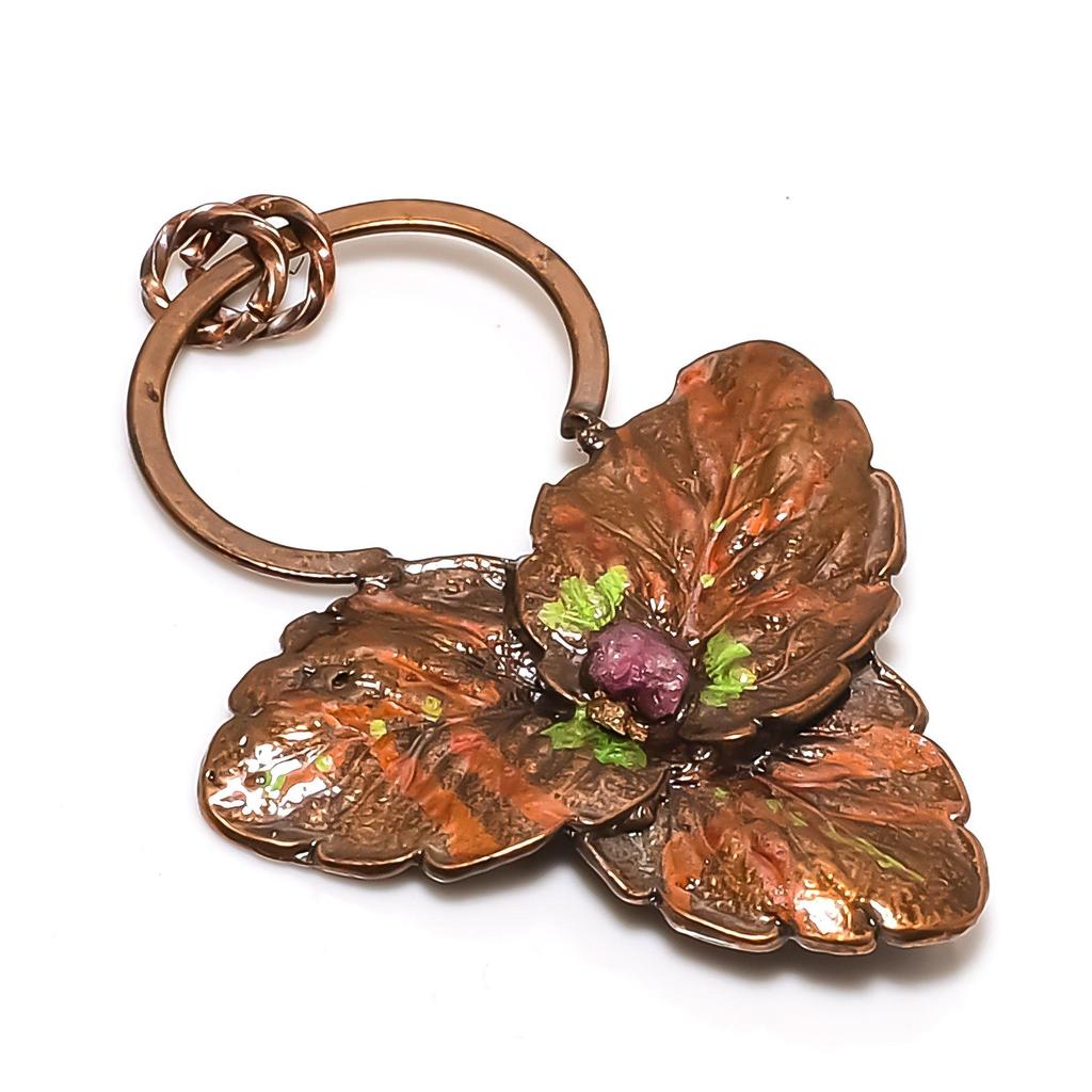 Ruby Pendant Gemstone Jewelry, Copper Electroformed Handmade Pendant, Latest Design Jewelry