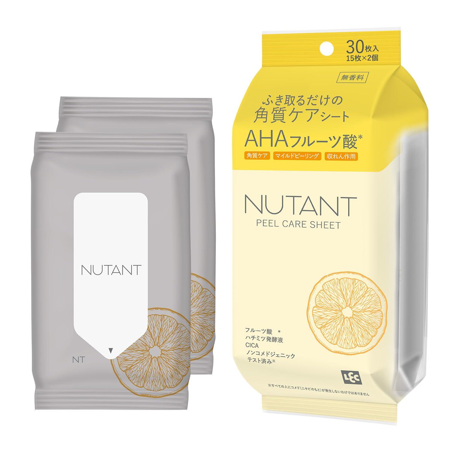 

LEC NUTANT Exfoliating Sheets with AHA Fruit Acids sheets x 2 Mild Pore Thick Sheets with Natural Fermented Honey Suitable for the Whole Made in Japan
