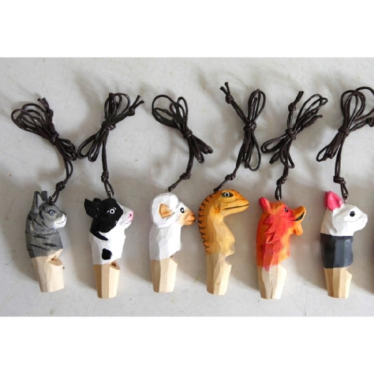 Outdoor Family Entertainment Wood Carved Whistle Necklace for Children Choker