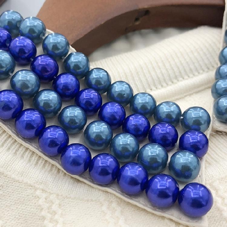 Elegant Pearls Beaded Bib Faux Collar Half Shirt for Women Lapel False Collar Detachable Collar Neckline Choker Necklace