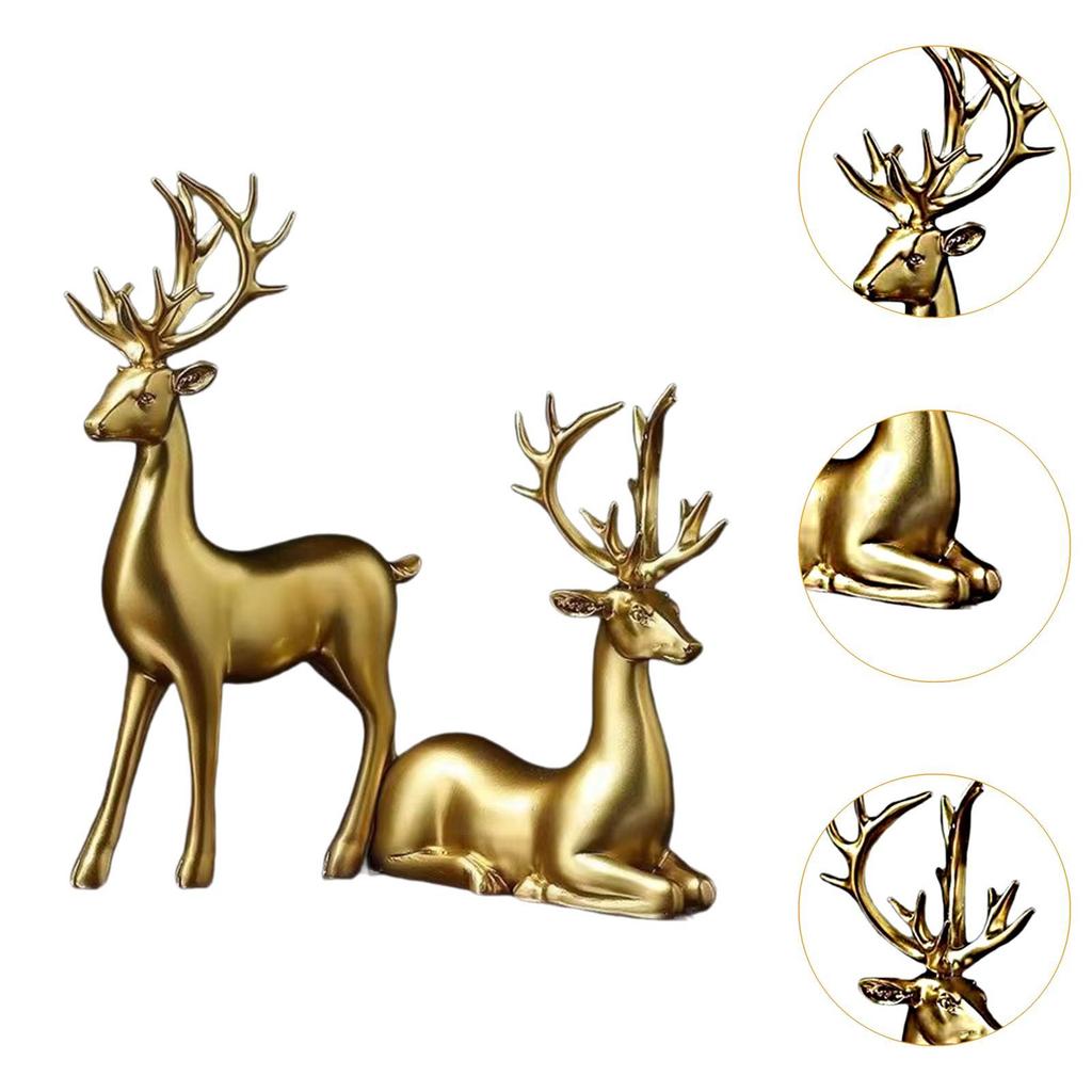 2x Rentier-Statuen Moderne Hirschliebhaber-Skulpturen für Tisch-Kaminsims-Dekoration