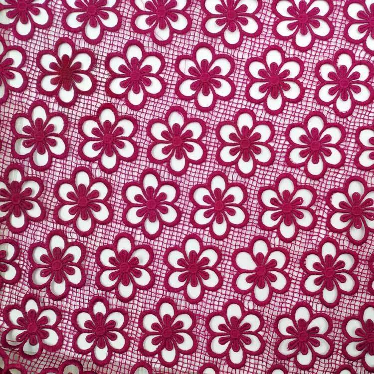 Water-soluble Lace Fabric Milk Silk Embroidery Full of Three-dimensional Openwork Embroidery Fabric Dark Purple