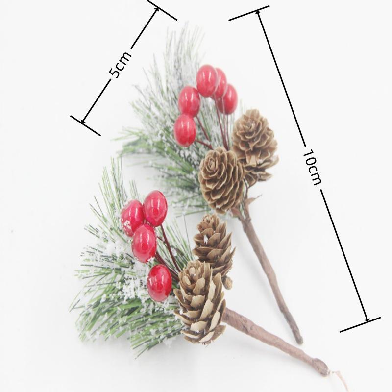 Snowflake Series Bell Beads Bouquet: Christmas Red Bean & Pine Decoration