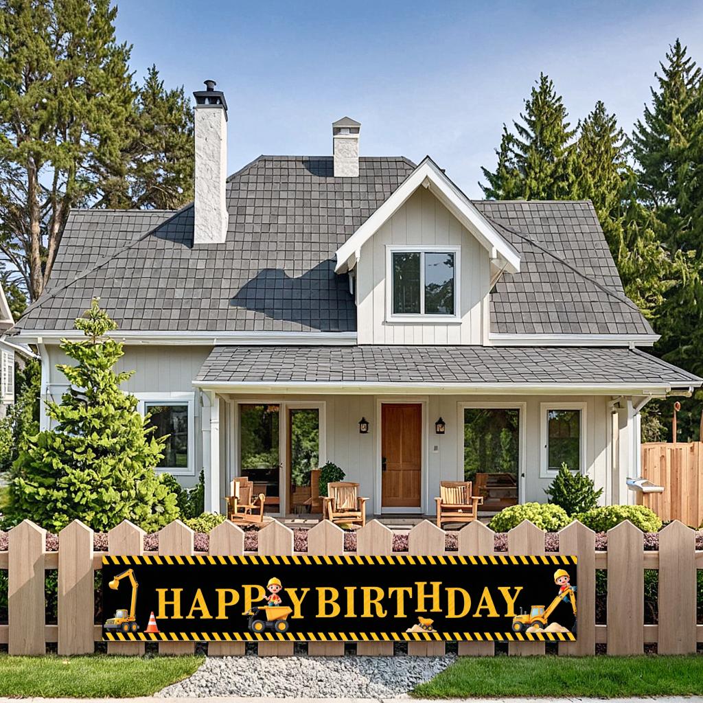 Easy Setup Construction Birthday Banner Banner Kids Birthday Decor for Party Decor Holiday Event Theme Party