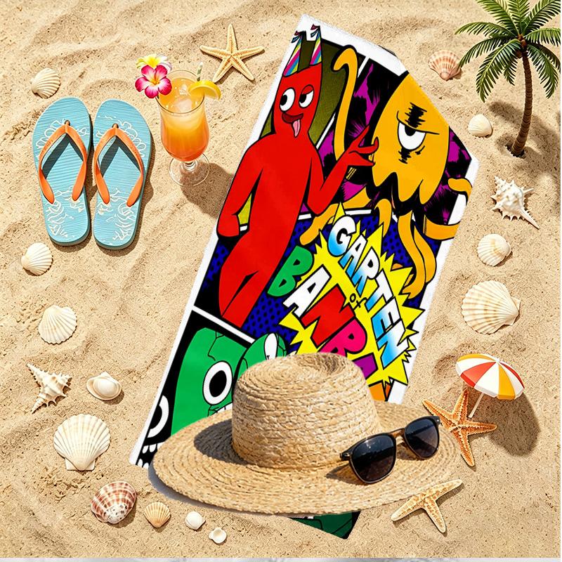 Game Rainbow Friends Print Beach Towel, Versatile Lightweight Absorbent Beach Towel for Pool Surf Yoga Bathroom, Perfect Birthday Holiday Gift