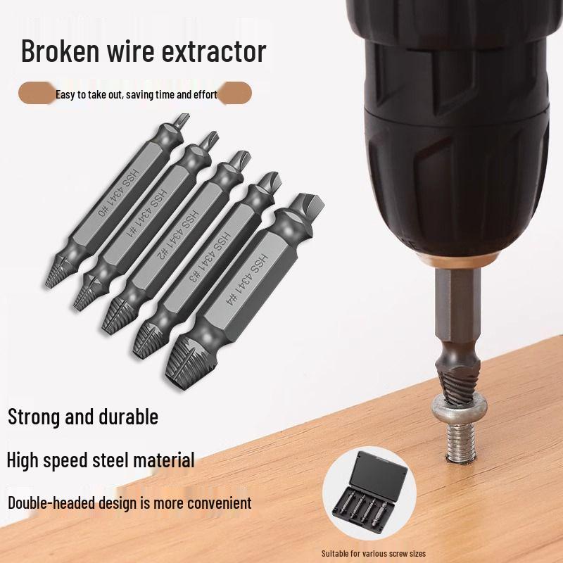 Quick-Thread Bolt Extractor with Anti-Slip Teeth for Short-Head Screws