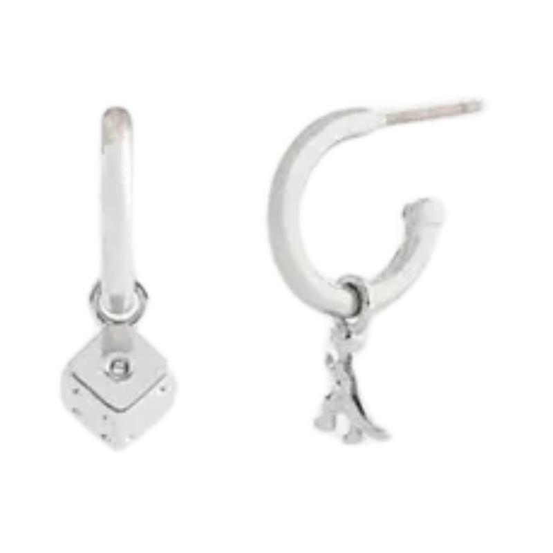 COACH Personalized design brass plated earrings women s silver