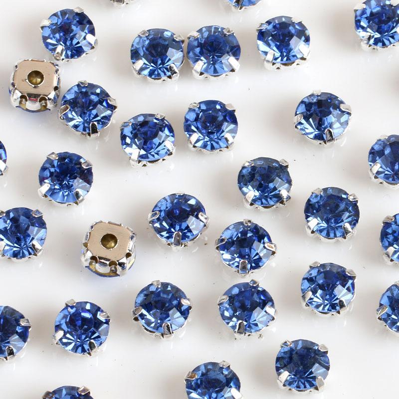 1440pcs Glass Flatback Round Rhinestones with Nickel-Free Metal Base Eco-Friendly Sew-On Stones for Shoes Garments Bags & Hats