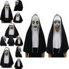 Terrifying The Nun Horror Mask Valak Scary Full Face Design With Headscarf