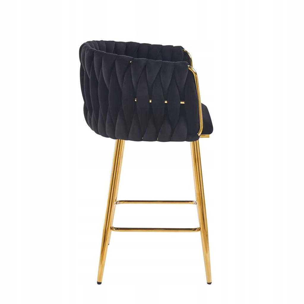 H7-FX (G) Velvet Black Stool (gold Frame)