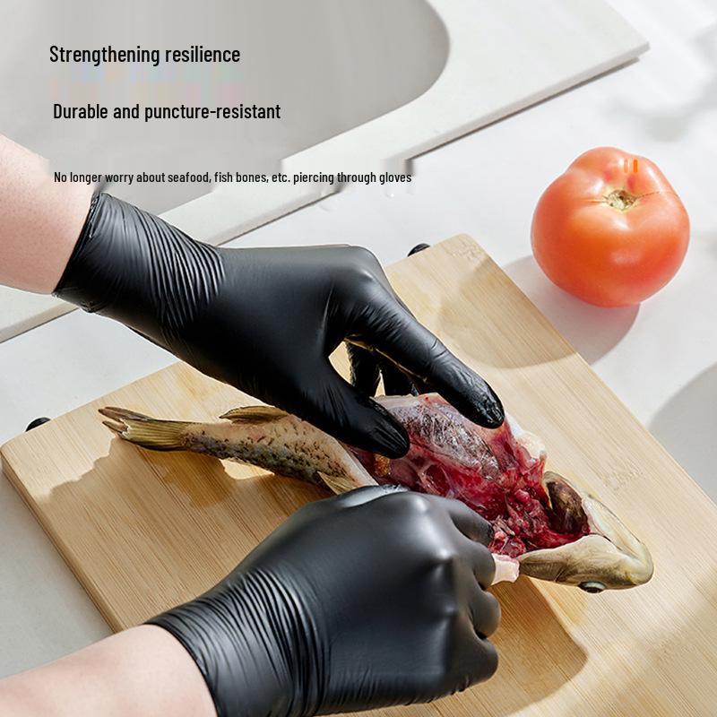 Kangbang Black Nitrile Heat-Resistant Non-Slip Cooking Gloves
