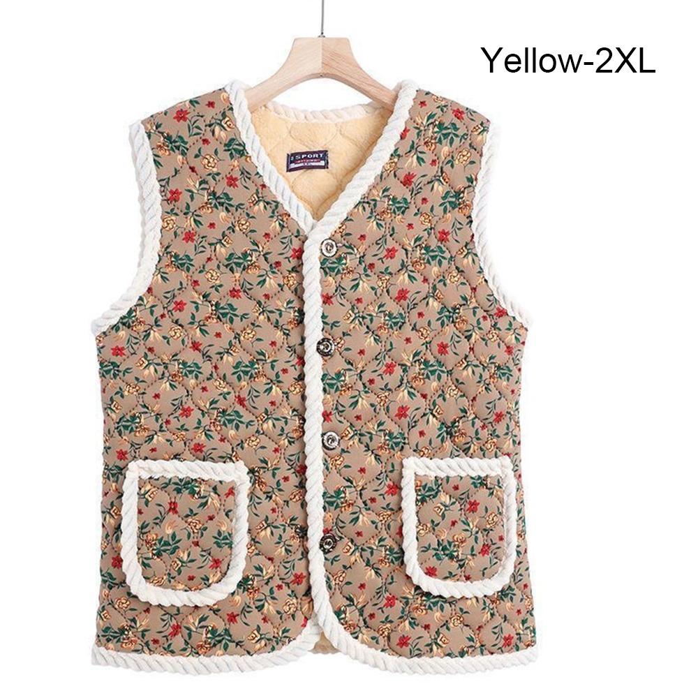 Warm Fleece-Lined and Thickened Floral Vest Soft Padded Cottagecore Style Kimchi Vest Lightweight Quilted Vest Autumn Winter