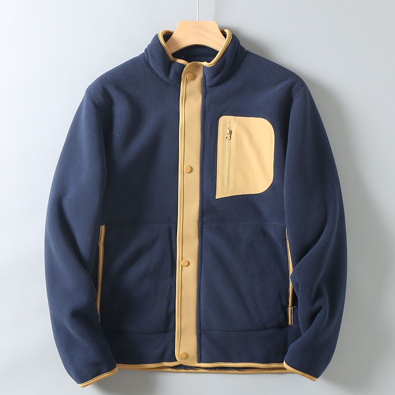 Foreign Trade Surplus Autumn and Winter Men's Stand Collar Fleece Jacket Outdoor Sports Casual Fleece Clothing Warm Top