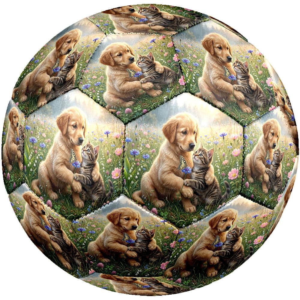 1pc Golden Retriever Tabby Cat Theme Soccer Ball Football, Size 5, Lightweight PVC, Durable Outdoor Training Soccer Ball, Gift m61471