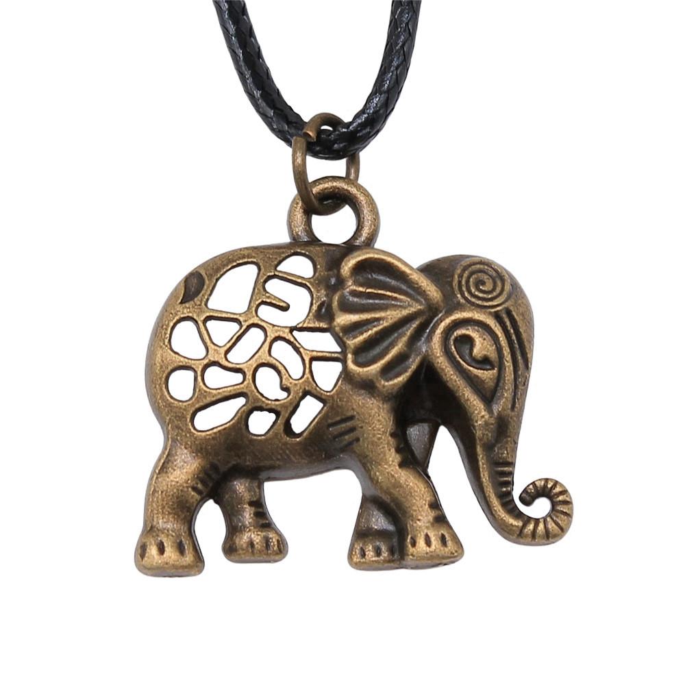 45cm Necklace Leather Chain Big Elephant And Horse Wedding Jewelry Findings QN027