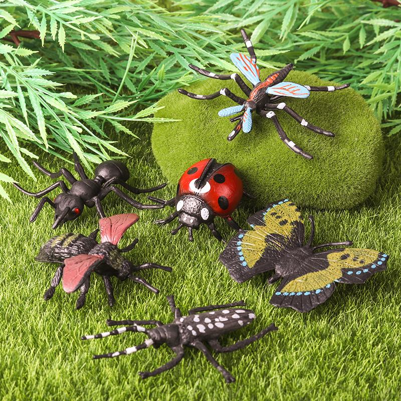Oenux Insekten-Tiere Modellset Schmetterling Libelle Biene Käfer Spinne Skorpion Gottesanbeterin Zikade Eidechse Garten Miniatur Kinderspielzeug Geschenk