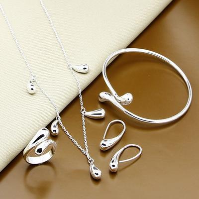 Jewelry Water Drop Necklace Bracelet Necklace Earrings 4-Piece Set Exquisite Jewelry Women'S Accessories Same