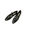 Silver pointed Mary Jane single shoes women's spring and autumn new French retro temperament late evening commute thick heel small leather shoes