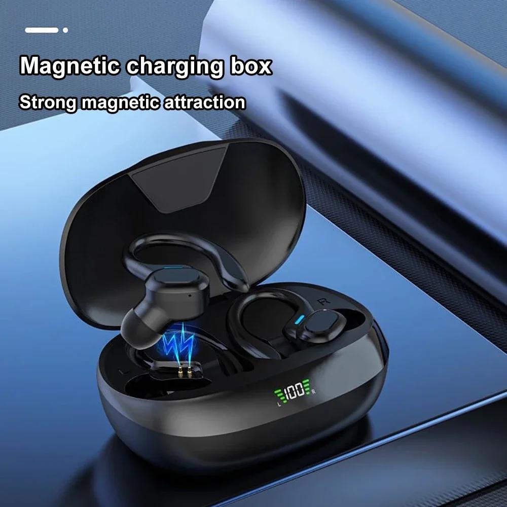 Open Ear Earphones Bluetooth Headphones HiFi Stereo Noise Reduction Touch Control Ear Hook Earbuds LED Display Wireless Headsets