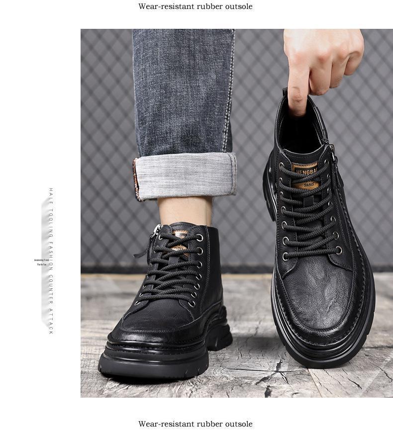 2024 Men's High-Top Martin Boots - Thickened Autumn/Winter Plus Velvet Cotton Sneakers