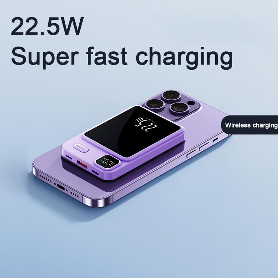 10,000mAh Mini Magnetic Wireless Power Bank (15W), LED Display, Type-C Port — Ideal for Outdoor & Emergency Use