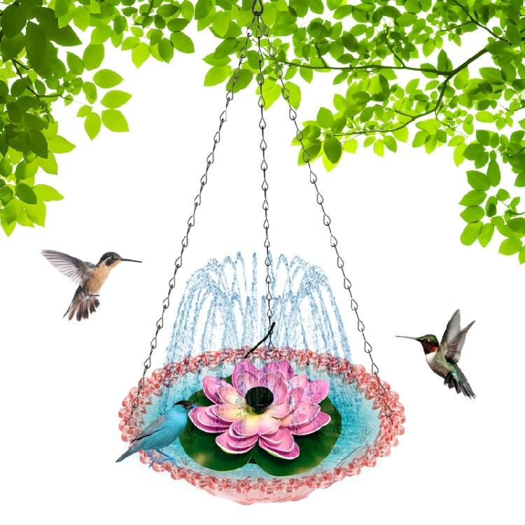 Outdoor Garden Bird Bath Fountain Feeder Hanging Style ABS Water Circulations System Squirrels Friendly Design