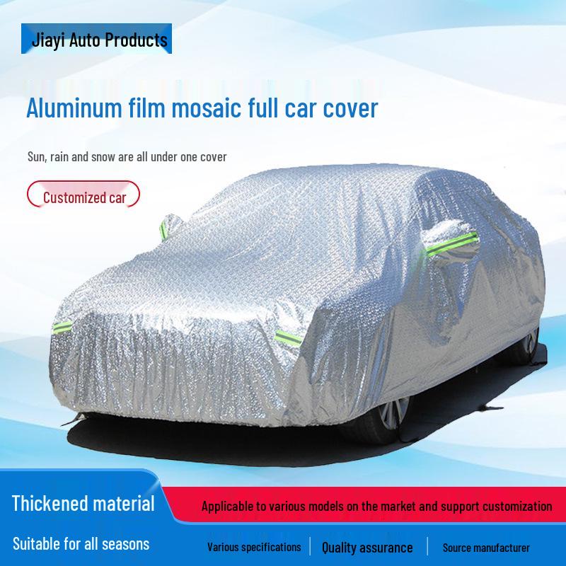 

Чехол для автомобиля с полной защитой от солнца, пыленепроницаемый, водонепроницаемый, с алюминиевой изоляционной пленкой для седана Silver Aluminum Film