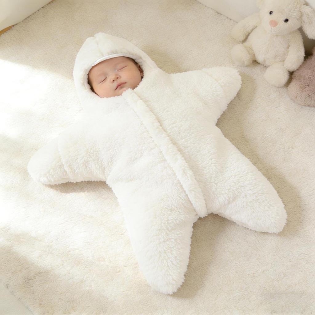 Thick Fleece Starfish Swaddle for Newborns - Anti-Startle Outdoor Sleeping Bag