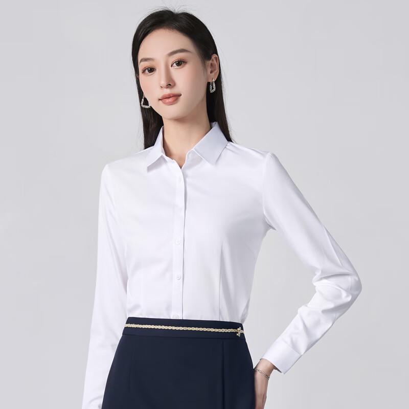 Teluoman Women's Long-Sleeve Non-Iron Business Shirt