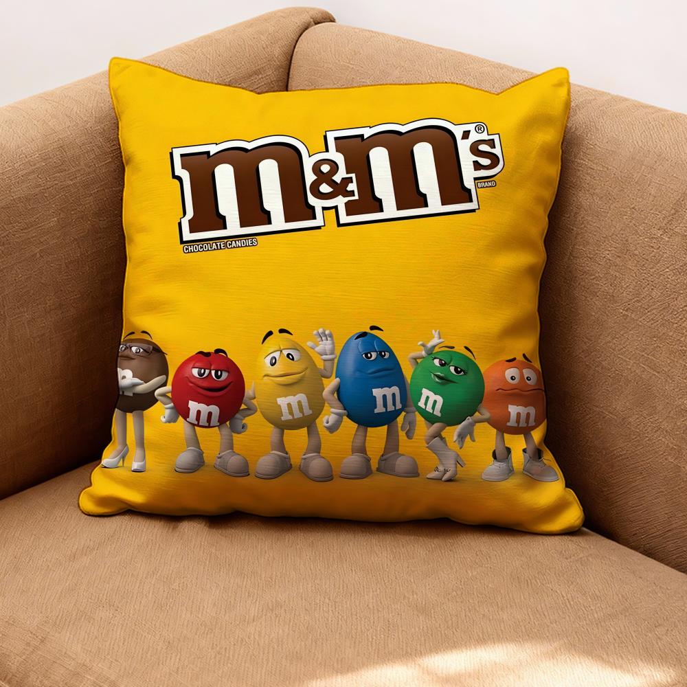 M&M's Cushion Cover Premium Comfort Reversible Pillow Cove -Two In One Design for Any Room & Car Interior