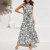 Sexy Neck-mounted Dot Beach Dress For Holiday Summer Casual Sleeveless Floral Printed Long Dress Women Fashion Robe Femme 25765