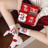 Red Gift Box Socks New Year Socks Big Red Socks Cartoon Illustration Fashion And Cute Mid-Leg Socks