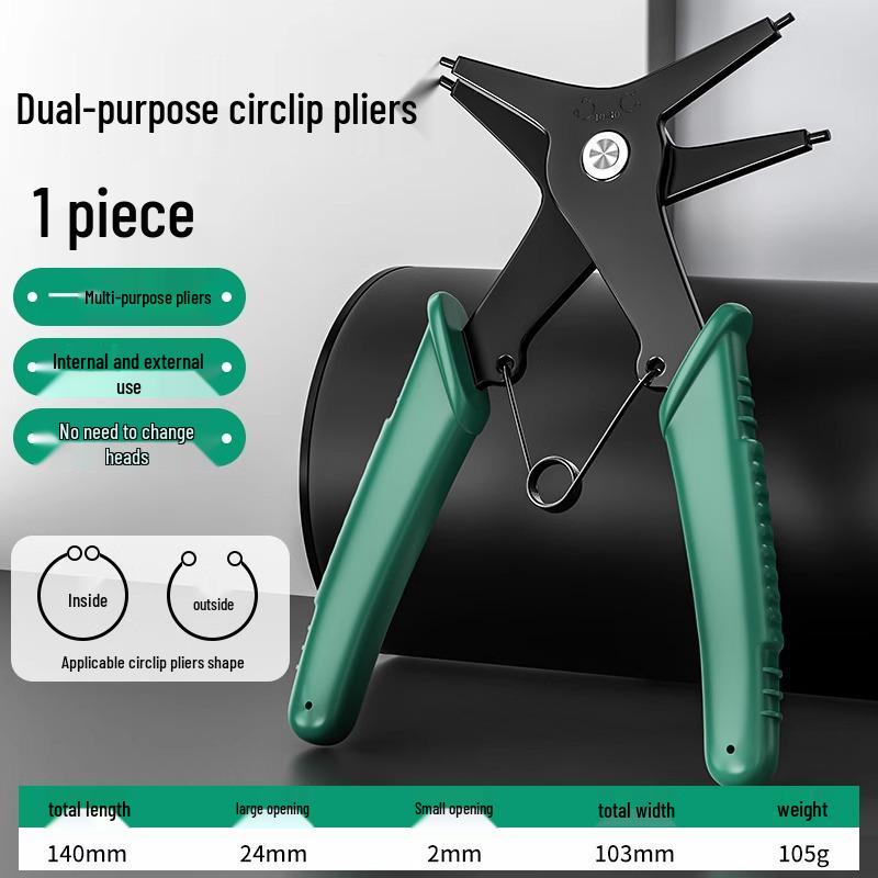 Dual-Use Multifunctional Circlip Pliers for Internal/External Bends, Spring Assembly, and Retaining Ring Handling