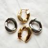 Punk Double Colors Link Chain Hoop Earrings for Women Vintage Gold Silver Color Metal Twisted Circles Drop Earrings Statement