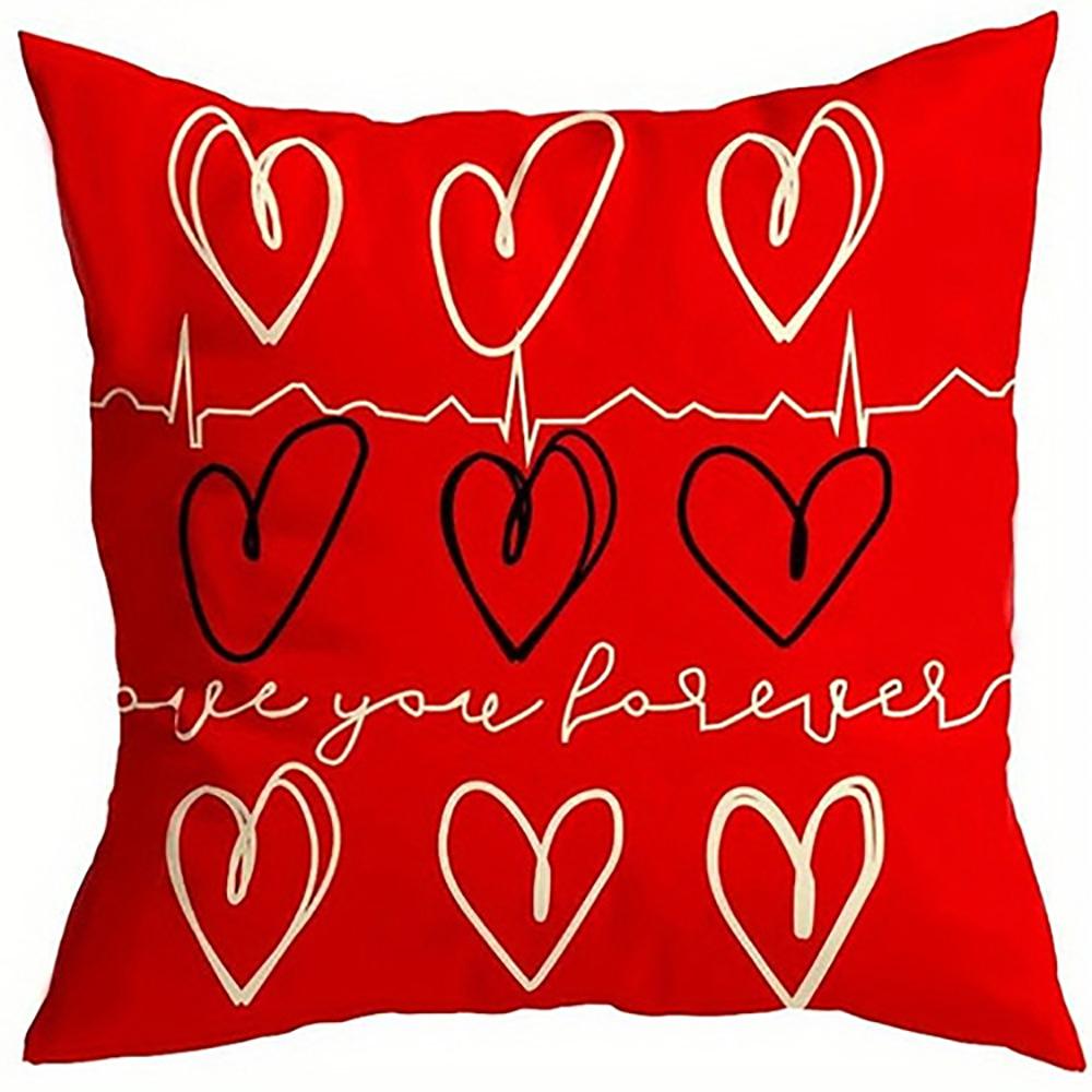 Red Hearts Pillowcase with White HeartsSuitable for Sofa Car Bedroom Decorative Cushion Cover Pillow Cover